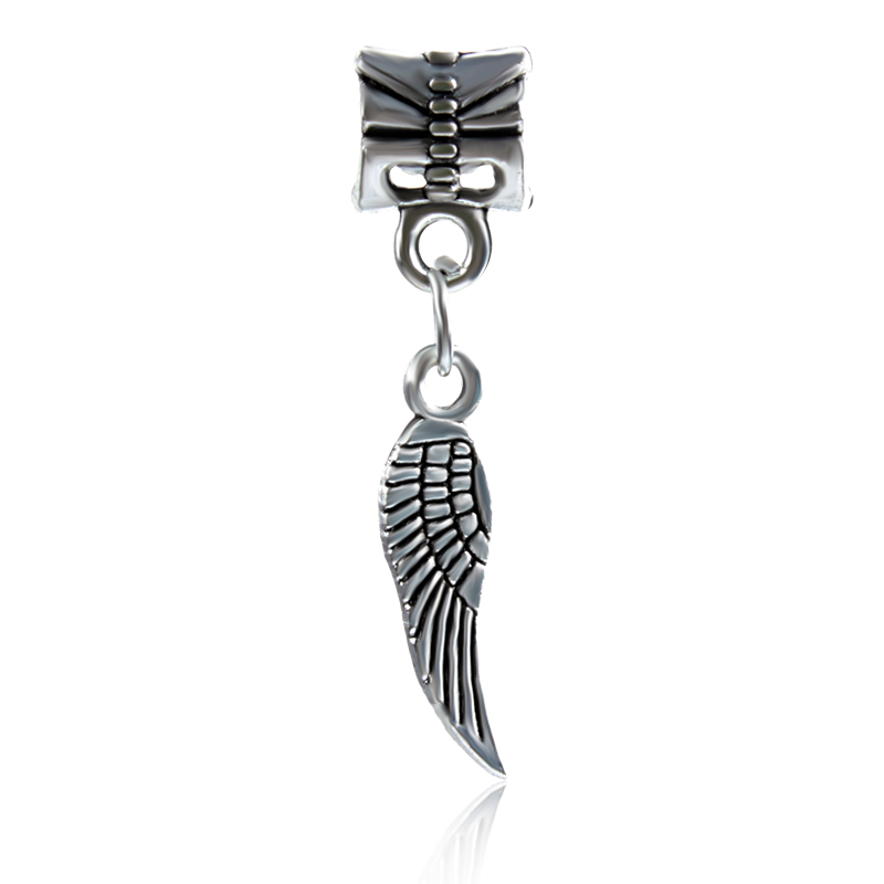 

Feather Dangle Alloy Charm Bead Fashion Women Jewelry Stunning European Style Fit For Pandora Bracelet Necklace, Bronze;silver