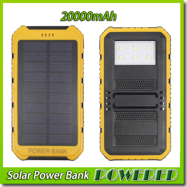 

20000mAh 2 USB Port Solar Power Bank Charger External Backup Battery With Retail Box For Mobile Phone digital devices