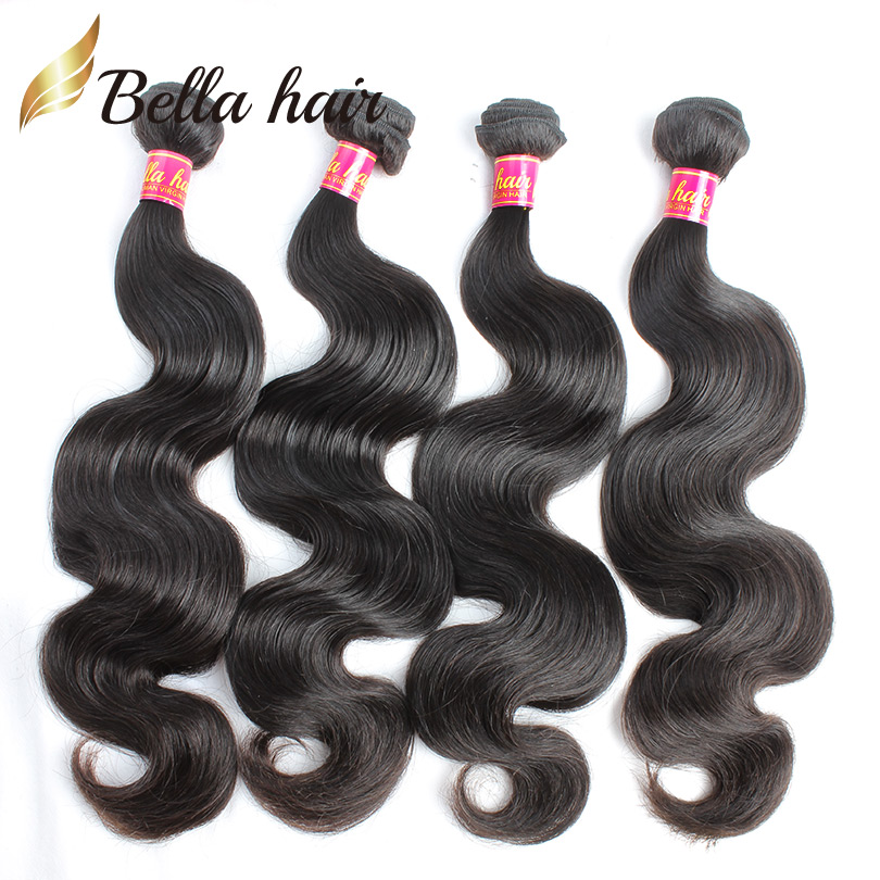 

peruvian human virgin hair bundle body wave wavy hair extension full bundles 100 unprocessed remy weft 834inch 4pcs bellahair, Natural color