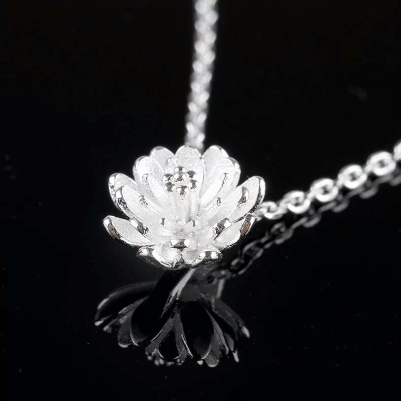 

925 sterling silver items crystal jewelry pendant statement necklaces silver lotus flower wedding charms ethnic vintage