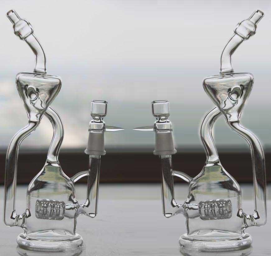 

Tire Birdcage Incline Percolators Glass Bongs recycler Pulse Type Recyler Smoking Water Pipes Two Functions Clear Oil Rigs Glass Bong