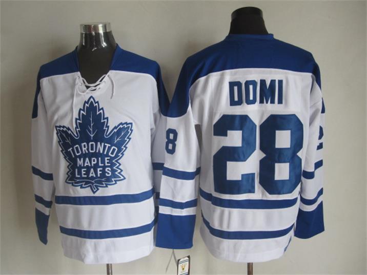 

Top Quality ! Men Maple Leafs Ice Hockey Jerseys 28 Tie Domi Retro Vintage CCM Authentic Stitched Jerseys Mix Order, White
