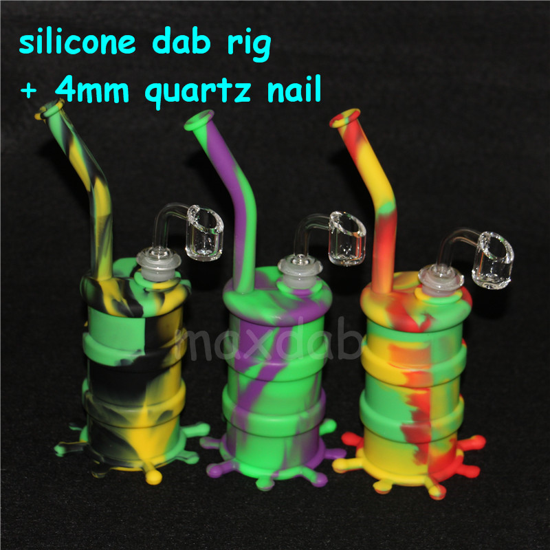 

Hot selling silicone water pipe bubbler bong quartz nail silicone dab rig Silicone Hookah Bongs free shipping