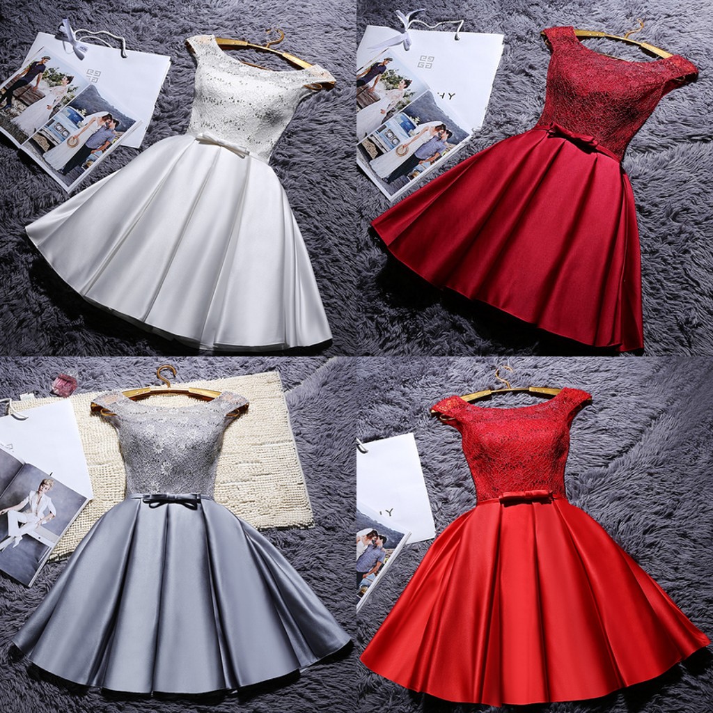 Vente chaude à lacets de nouvelles robes de demoiselle d'honneur plus Taille 2017 Summer Short gris mariée mariée mariage robe de mode