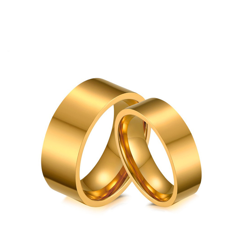 

Wholesale New Fasihon Wedding Bands Titanium Stainless Steel Couples Wedding Rings Shiny 18K Gold Plating Mens Gold Rings US Size 4-12, Silver
