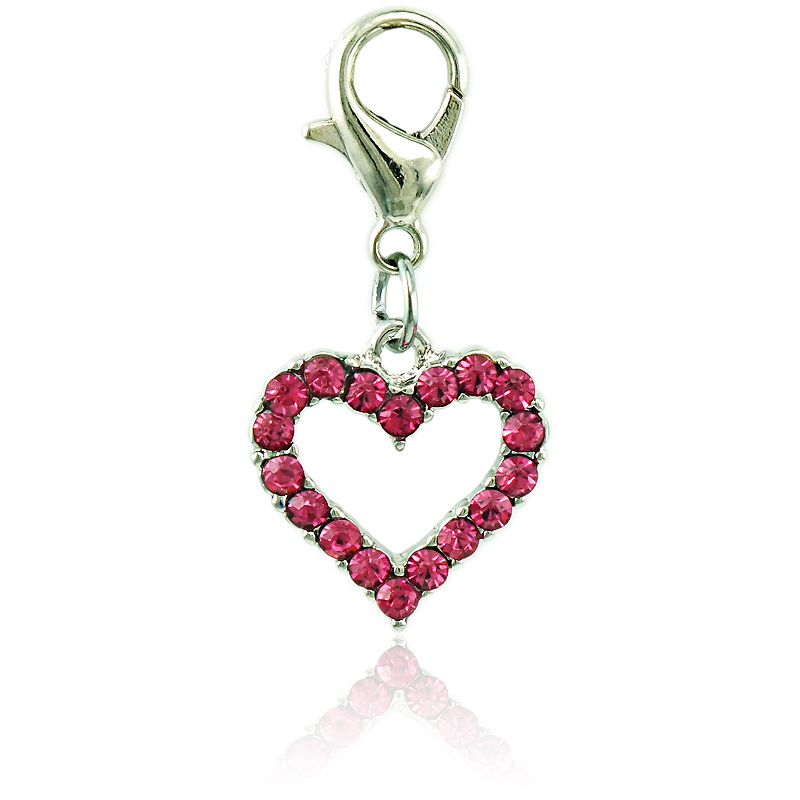 

JINGLANG Floating Fashion Charms With Lobster Clasp Dangle Rhinestone Peach Heart Charms For Jewelry Making DIY Accessories