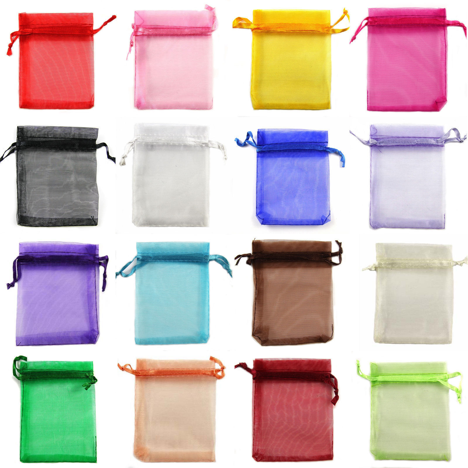 

5*7 7*9 9*12 13*18 15*20cm Drawstring Organza bags Gift wrapping bag Gift pouch Jewelry pouch organza bag Candy bags package bag mix color, 9#purple