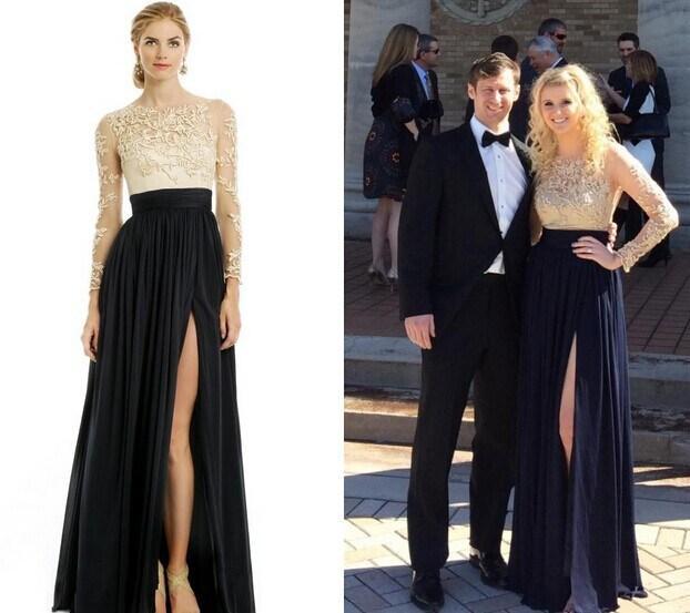 

2021 Summer Elegant Black Catherine Deane Patricia Gowns Crew Long Sleeve A Line Floor Length Lace Appliques Chiffon Evening Prom Dresses, Light purple
