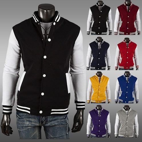 

Fall-Fashion boutique men's clothing ! Free Shipping NWT Varsity Letterman College Baseball COTTON JACKET Men's Clothing Coats, Sky blue