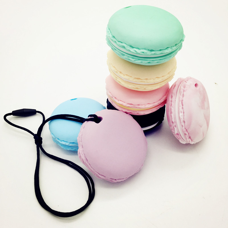 

Mix Color Macaroon Cookie Silicone Necklace Biscuit Teether Teething Nursing Sensory Chew Necklace Toy Pendant Charm Bead Toddlers Chewelry