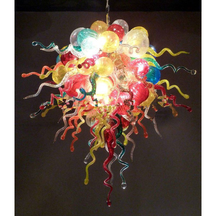 

Multi Color Hand Blown Glass Modern Art Deco Chandelier Light Wedding Decor Modern Ceiling Decorative Hanging LED Glass Chandelier Light