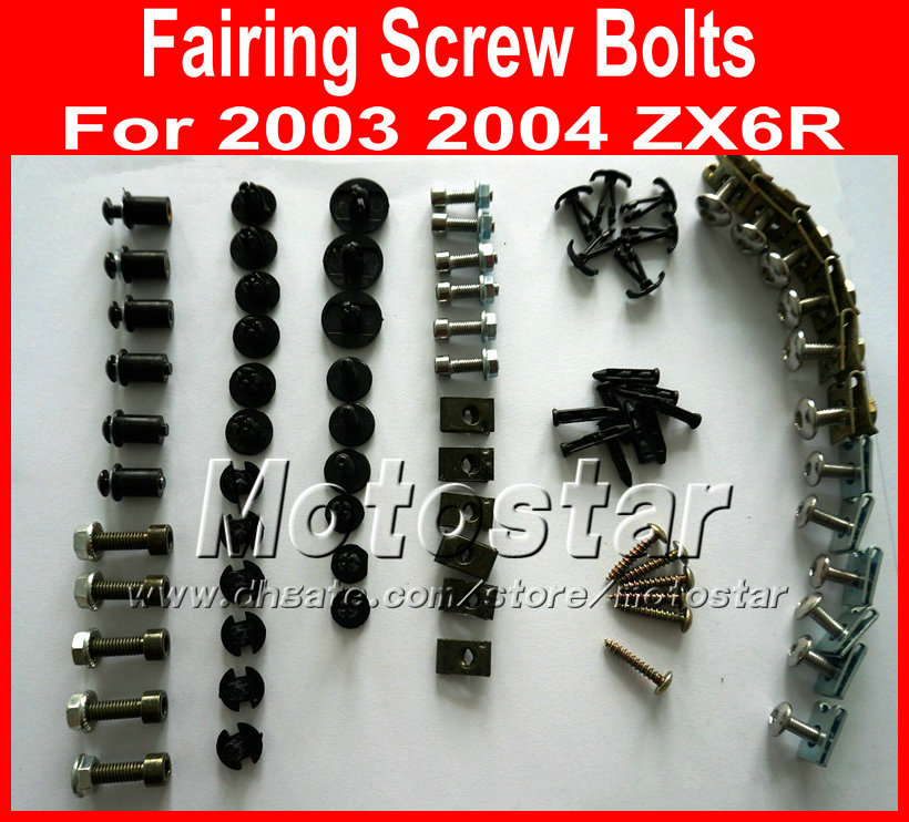 

Good Professional Motorcycle Fairing screws bolt kit for KAWASAKI ZX6R 2003 2004 ZX 6R 03 04 black aftermarket fairings bolts screw parts