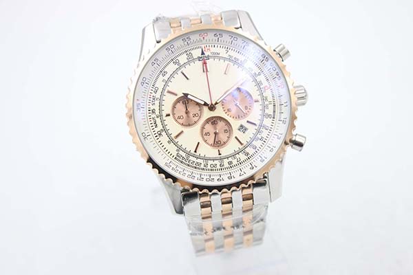 

Quartz Chronograph Men's Wristwatch Two Tone Rose Gold Case White Dial Ti3 Full Stainless Steel Belt A24322 Stopwatch Male Watch Relogioes