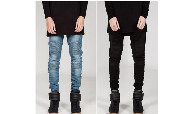 

Men Pencil Pants BIKER JEANS Draped Stylish Slim Fit Jeans High Street Clothes for Men Spring Autumn Denim Trousers Pleated Designer Clothin, 6602 grey