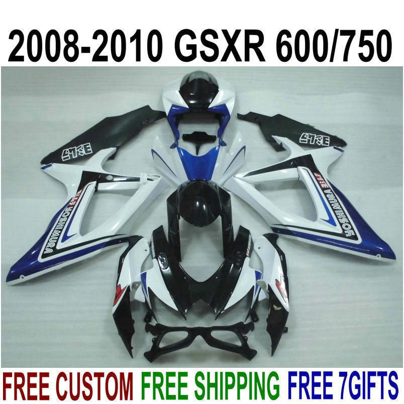

High quality ABS fairing kit for SUZUKI GSXR750 GSXR600 2008-2010 K8 K9 blue white black fairings set GSXR600/750 08 09 10 FA18, Same as the picture shows
