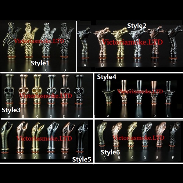 

E cig 510 with Drip Tips EGO Cowboy Cobra Skull Metal Drip Tips Mouthpiece for EE2 Vivi Nova DCT Atomizer Electronic Cigarette Skull Drip