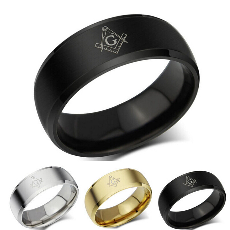 

Free Laser Engraving 8mm Fashion Simple Masonic Wedding Rings in Stainless Steel