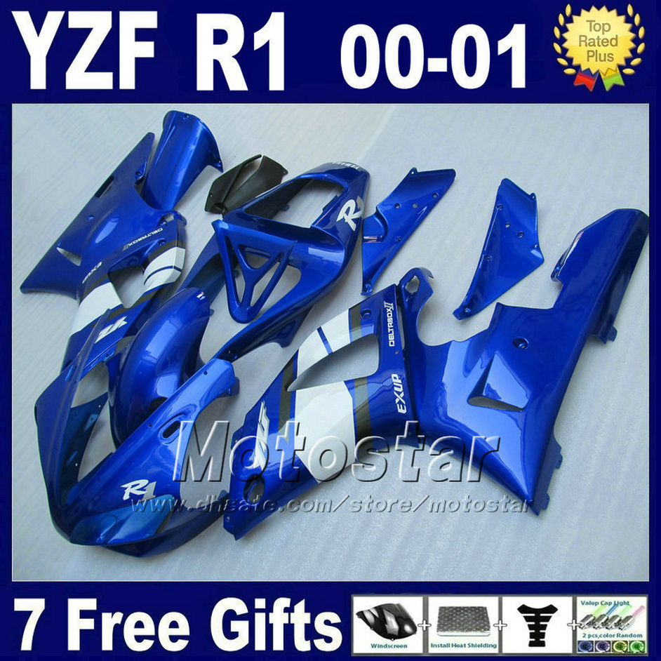 

Blue fairings for YAMAHA YZF R1 00 01 fairing kits 2000 2001 YZFR1 yzf1000 B13C cheap good quality plastic parts kit + 7 gifts, Multi-color