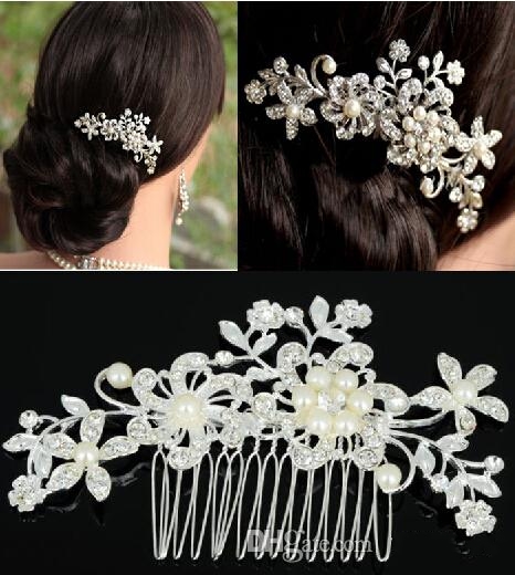 

New style Crystal Pearl Bridal Comb Wedding Hair Accessories Headpieces Jewelry Real Imagine TS000029, Silver