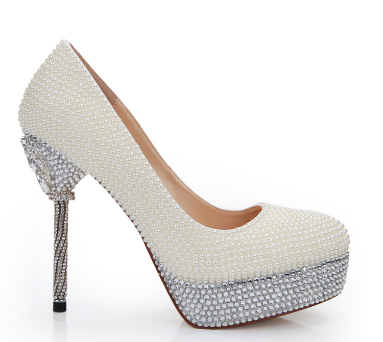 

12cm Heels Ivory Pearl Bridesmaid Shoes Wedding Bridal High Heel Shoes Stilettlo Heel Wedding Celebration Party Pumps Free Shipping