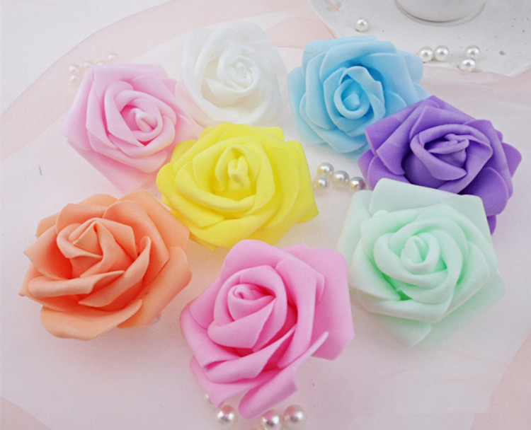 

Wholesale-High Quality 100pcs/lot 7cm Foam Rose Heads Artifical Fower Heads Mint Green Tiffany Blue Flowers Wedding Decoration, Light pink
