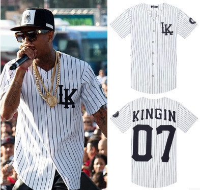 

Wholesale-KNYEW 07 DXPECHEF White stripe Jersey Last King LK Hip Hop Men&Women Couples Sports Cotton shirts Tees Plus Size -XXL, As shown in figure