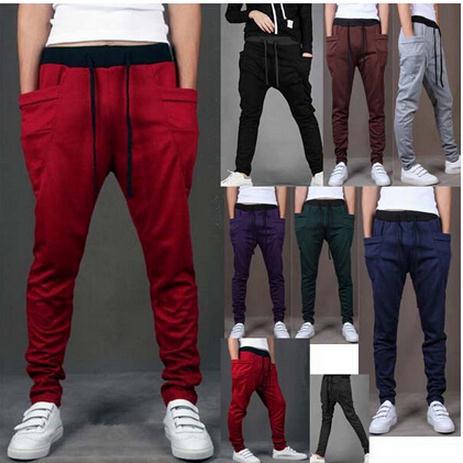 

NEW 2016 Summer spring and autumn sport joggers jogging men leisure hip hop cotton harem pants sweatpants male pantalon homme, Brown