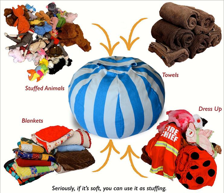 Kids Storage Bean Bags 60cm 33 colors Plush Toys Beanbag Chair Bedroom Stuffed Animal Room Mats Portable Clothes Storage Bag 10 pcs YYA813