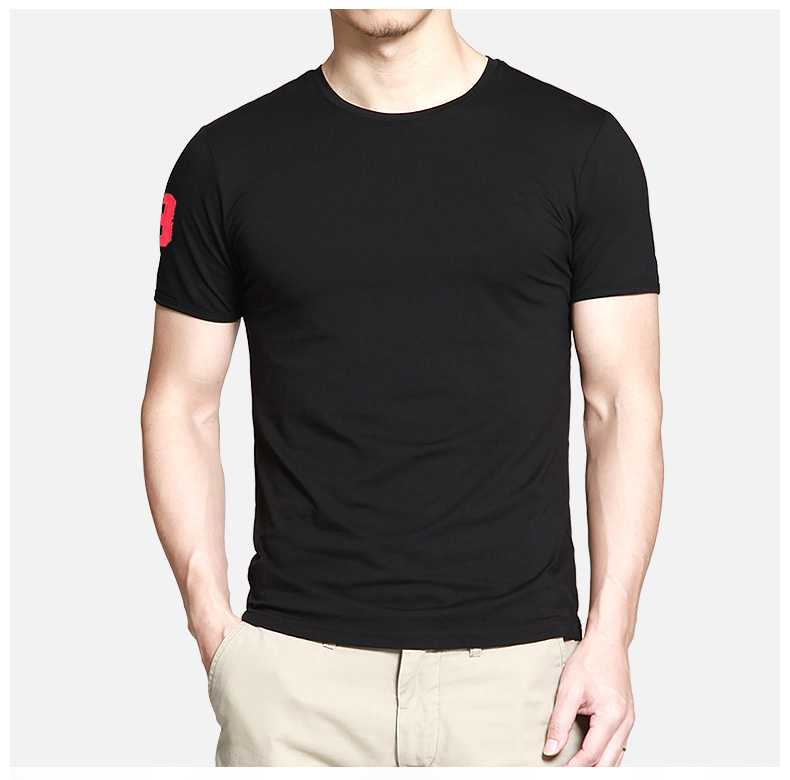 

big small horse crocodile Men round neck T Shirt Short Sleeve Tee Solid color Plus size T Shirts Retail tees polos shirts free Shipping, Black