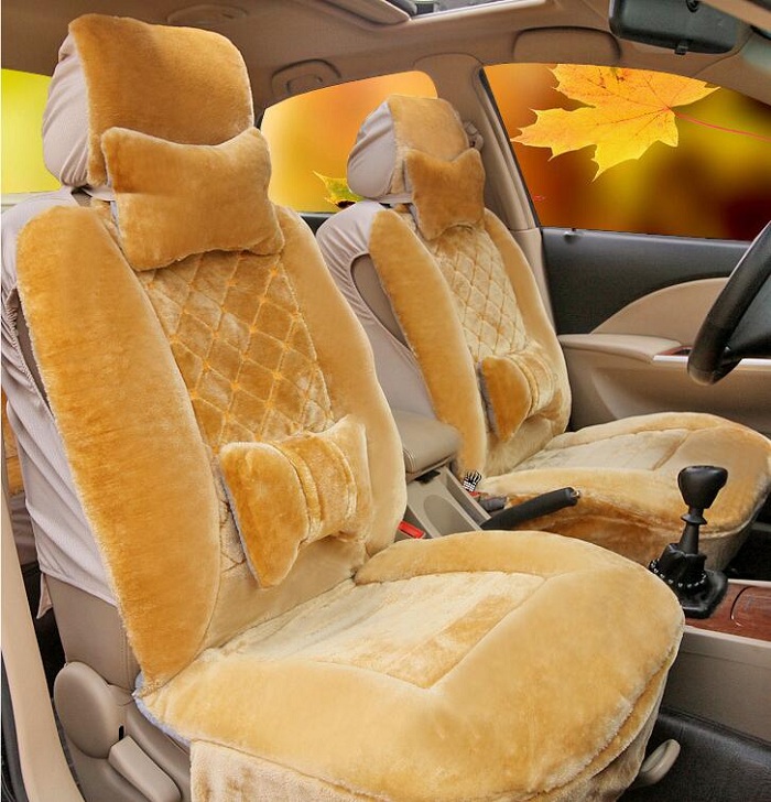 

Auto Car Seat Cover full sets Universal Fit 5 seat SUV sedans front/back seat mats automotive short fur check design