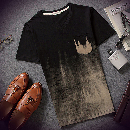 

Wholesale-Ink Printed T Shirt Men Fashion Summer Short Sleeve O Neck Male Vintage Fitness Casual Hip Hop T-shirt Clothes -XXL Camisas, Black