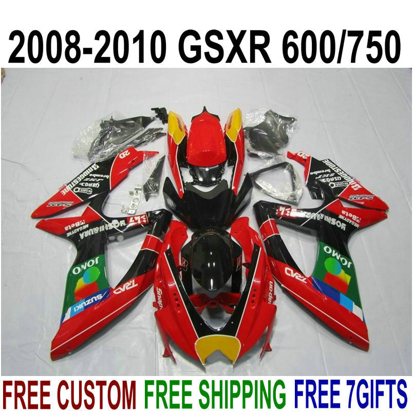 

New aftermarket parts for SUZUKI GSX-R750 GSX-R600 2008 2009 2010 red green JOMO fairings K8 K9 GSXR600/750 08-10 fairing kit KS62, Same as the picture shows