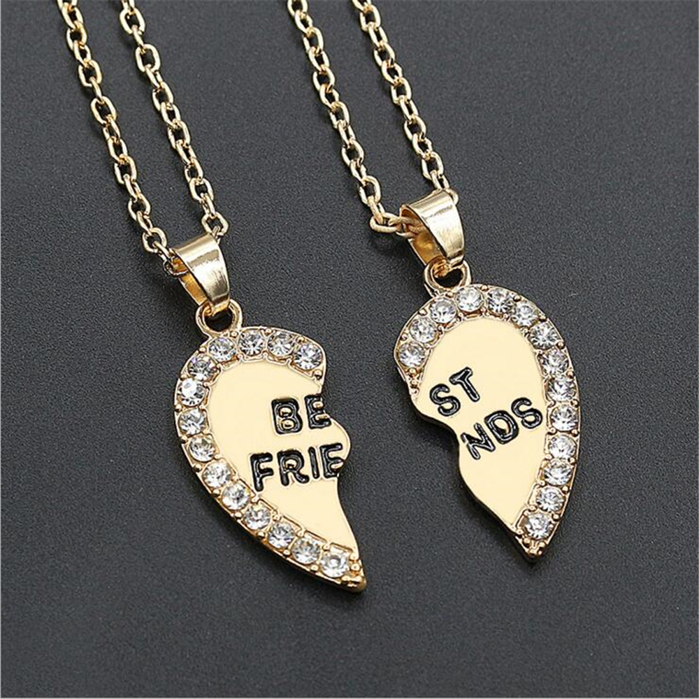 

2019 New Style Splice crystal Heart Pendant Best Friend Letter Necklace For Women Wholesale Jewelry Best Gift For Friends