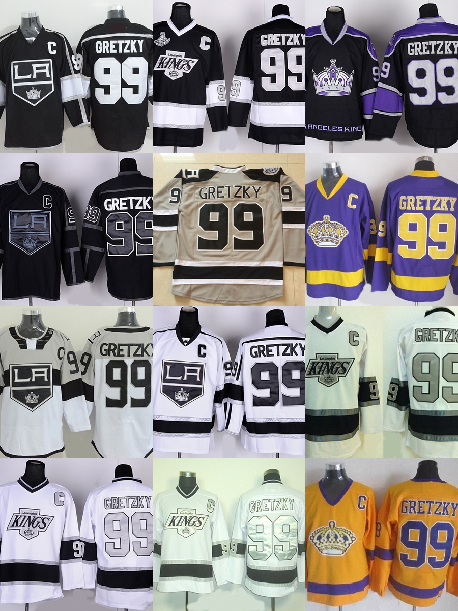 

Factory Outlet Mens Los Angeles Kings #99 Gretzky Black Yellow Purple White Grey best quality cheap New ice hockey jerseys free shipping, Black;red