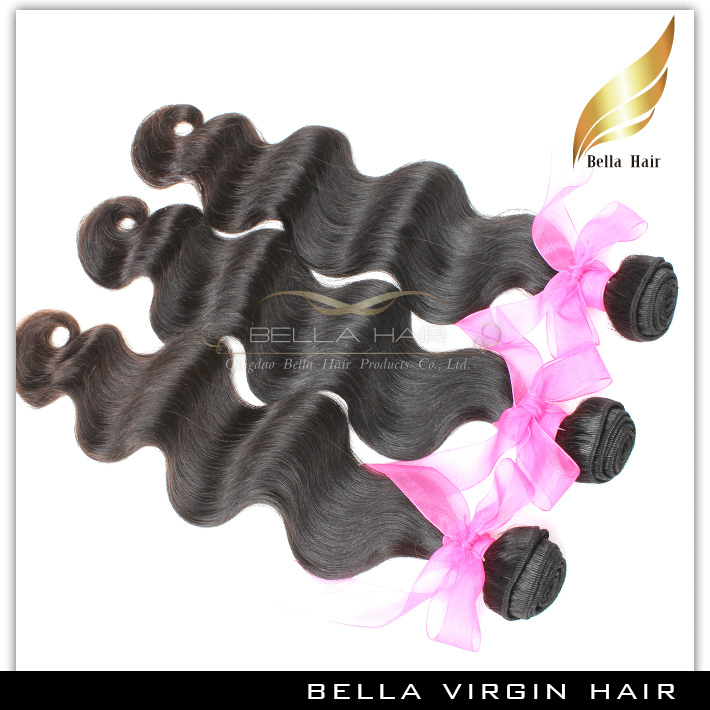 

Remy Human Hair Extensions Unprocessed Mongolian HumanHair Wefts 4PCS Body Wave Hair Bundles, Natural color