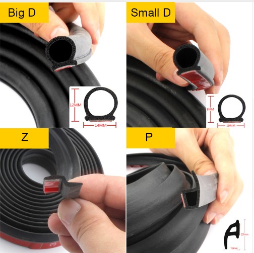 

Car Rubber Seal Strip 5M Filler Adhesive Big D+Small D Z P Type Waterproof Trim Sound Insulation Noise Proofing Auto Accessories