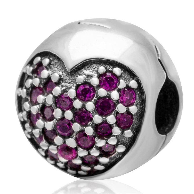 

2015 Newest Authentic 925 sterling silver clip beads with clear CZ DIY women charms 3 colors wholesale 1pc/lot Fits for pandora bracelets