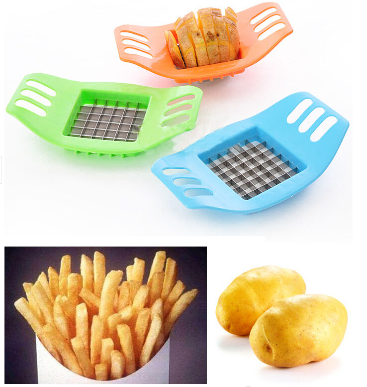 

Free EMS 100pcs Stainless Steel Vegetable Potato Chips Slicer Cutter Chopper Chips Making Tool Potato Cutting Device Fries Tool