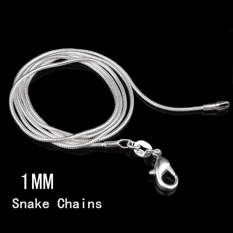 

30PCS/LOT New Arrived Snake Necklace For Women Fashion Brand 925 Sterling Silver Long Slivr Chains Necklaces 16-30 Inchs