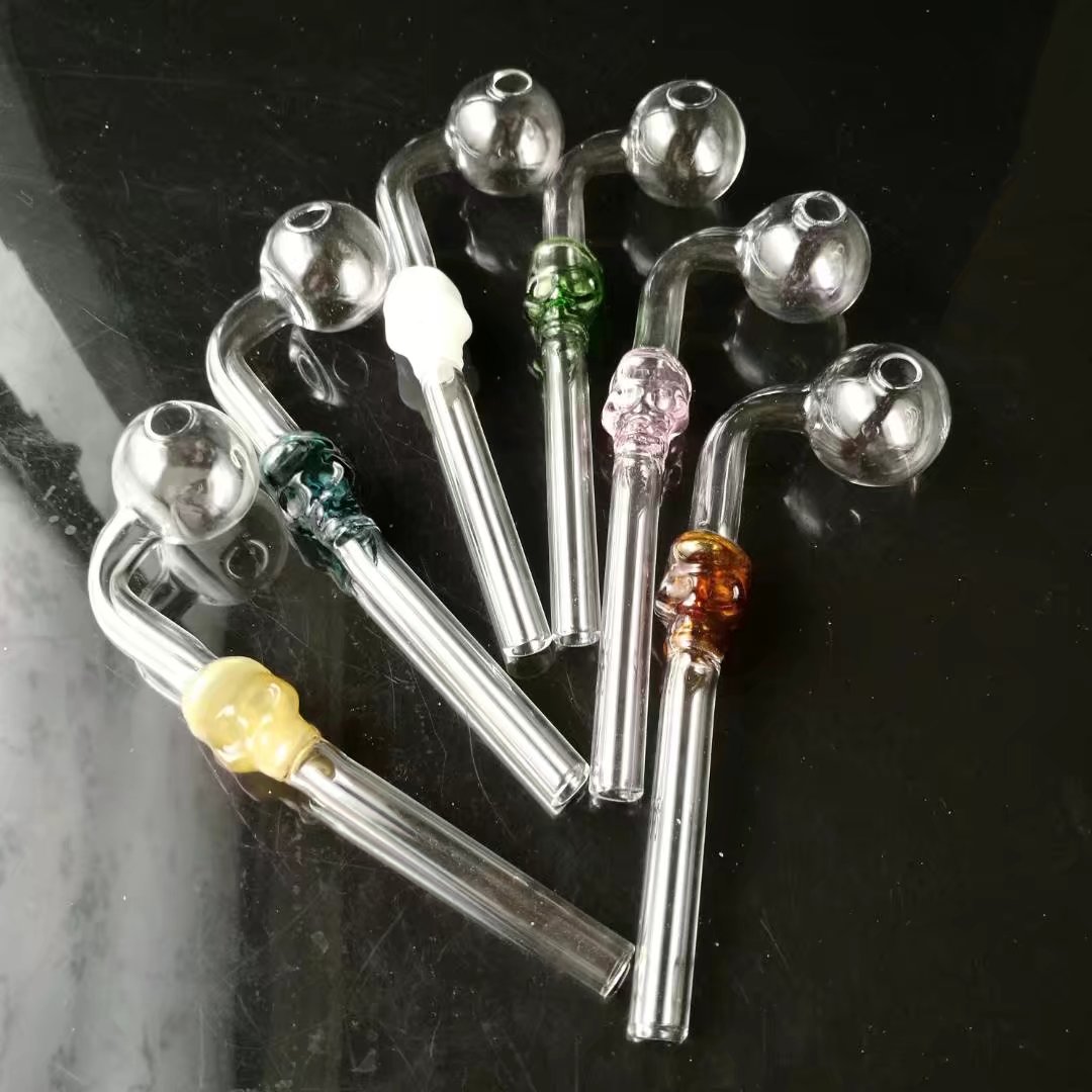 

Skull bone head long curved pot, wholesale glass pipe oil burner glass tube water pipe oil rig smoke free shipping