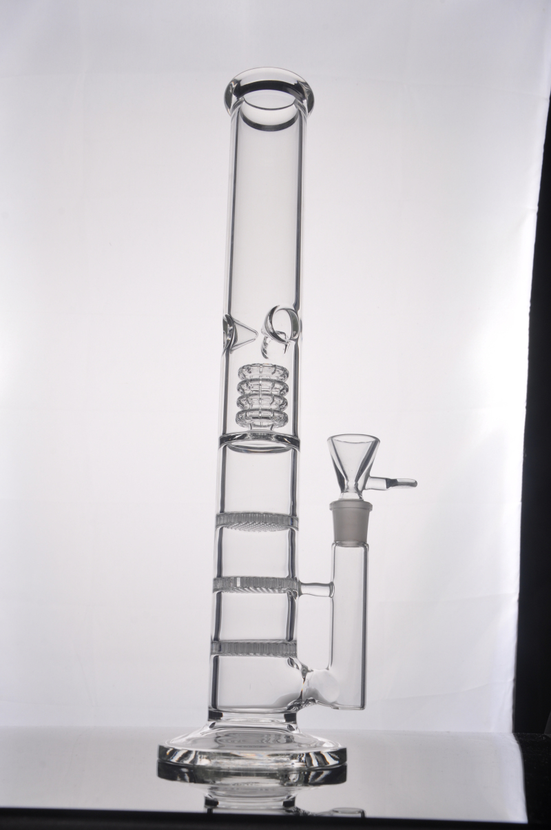 New Glass water pipe Straight glass BONG water pipe with 3 Honeycomb Percolator 18.8 Joint 44.5cm hight-image-253010914