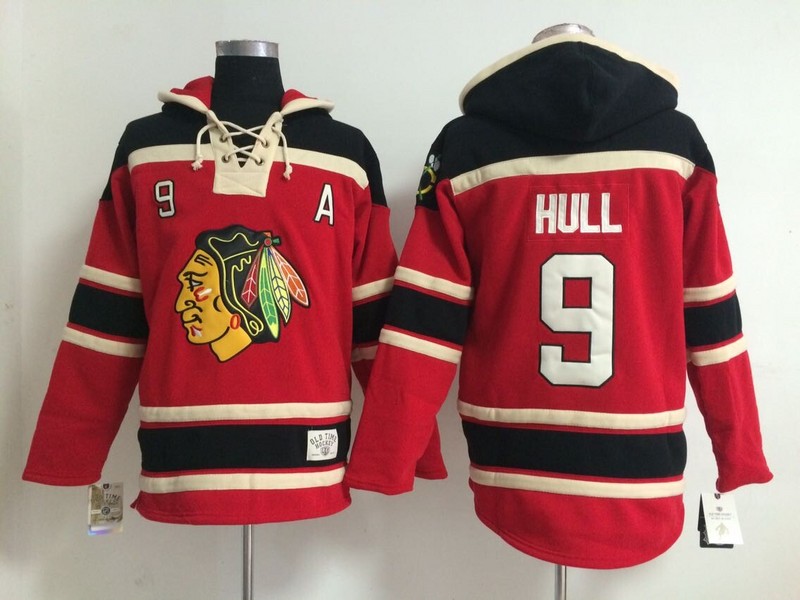 

Top Quality ! Blackhawks Old Time Hockey Jerseys #9 Bobby Hull Red Hoodie Pullover Sweatshirts Winter Jacket
