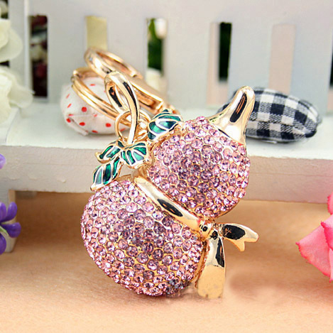

Drop shipping,Cool Design Car Keyring,Beautiful Gourd Key Chains with Rhinestone,Purse/handbag Charms ,Nice gift,Alloy Keyring