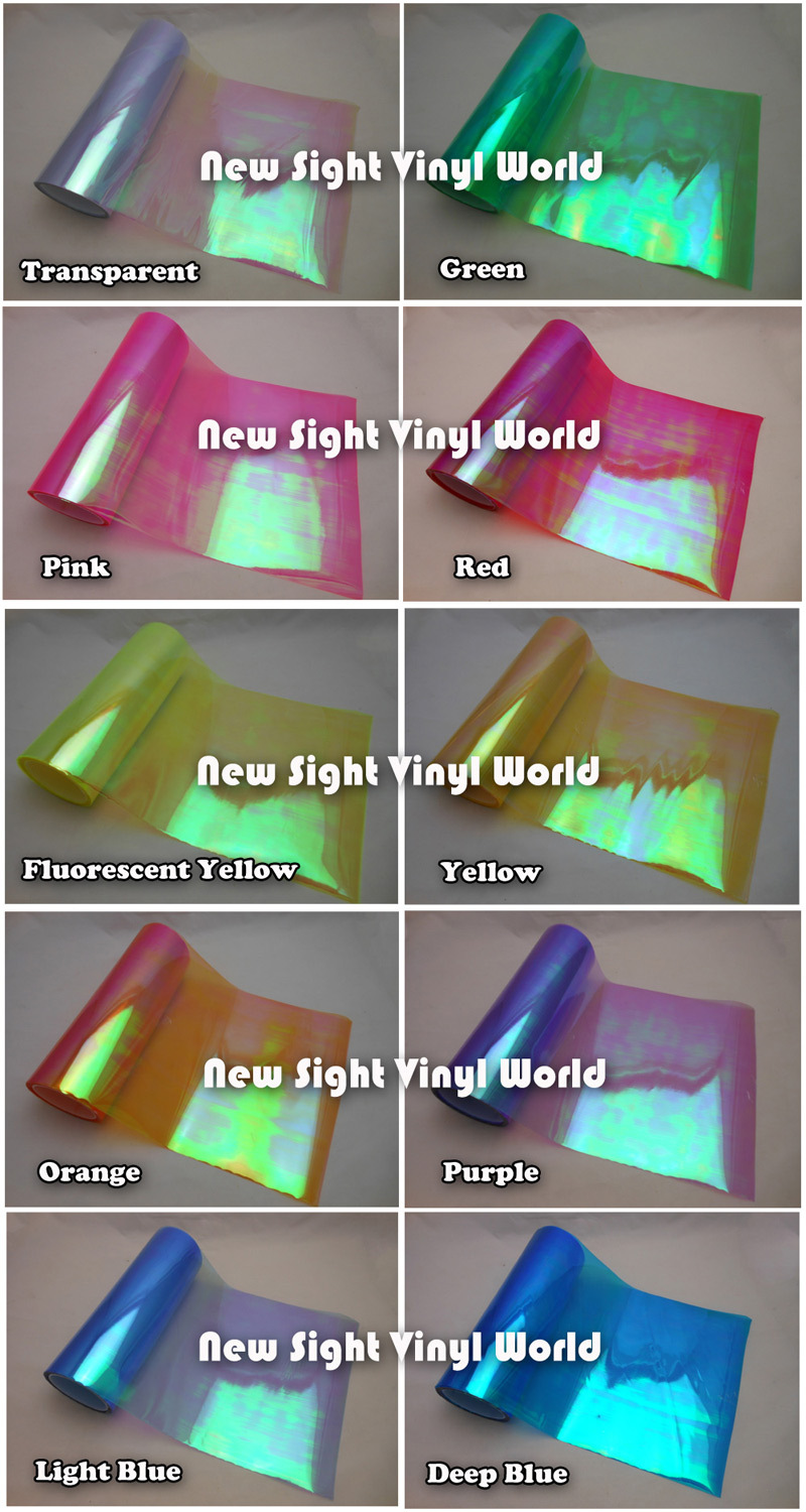 

10 Rolls/Lot 10 Colors Rainbow Effect Car Light Chameleon Headlight Film Taillight Tint Film Vinyl Color Change Size:0.3*10M, 1 lot