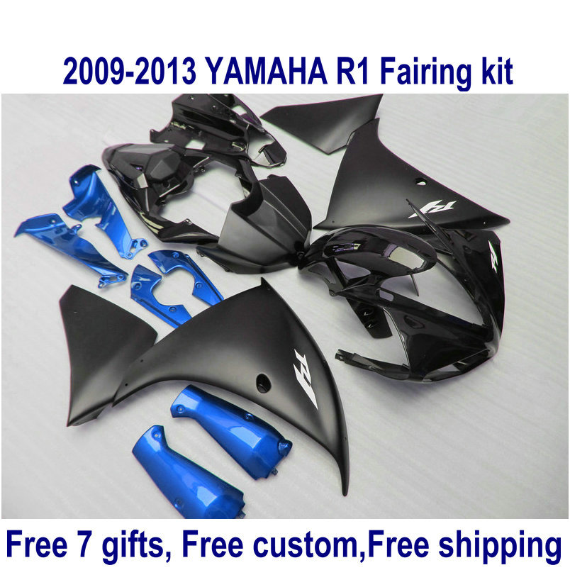 

7 free gifts fairing kit for YAMAHA R1 2009-2013 matte black blue fairings set YZF R1 09 10 11 12 13 HA63, Same as the picture shows