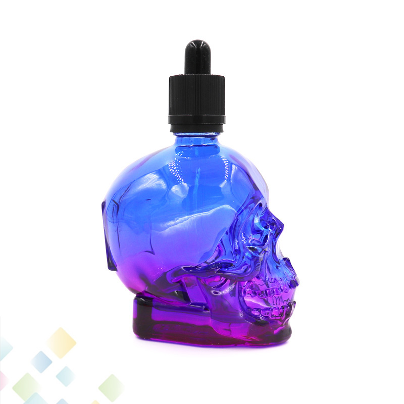

120ML Skull Glass Dropper Bottles 3 Colors Empty E Liquid Bottles High quality with Childproof Cap Fit Eliquid DHL Free