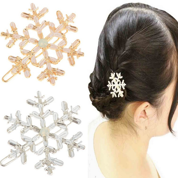 

Women Girls Snowflake Hair Clips Hair Accessories Silver Gold Snowflake Hairclip Hairpin Hair Cuff Clip Jewelry Wholesale 12Pcs