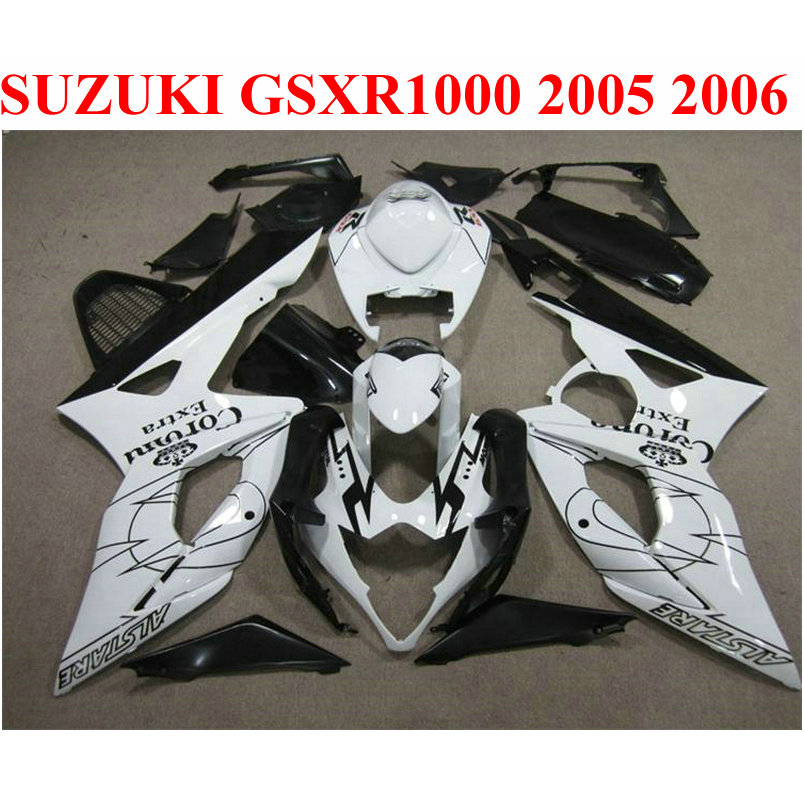 

7 gifts ABS bodykits for SUZUKI 2005 2006 GSXR1000 K5 K6 fairings set GSX-R1000 05 06 white black Corona fairing kit EF65, Same as the picture shows