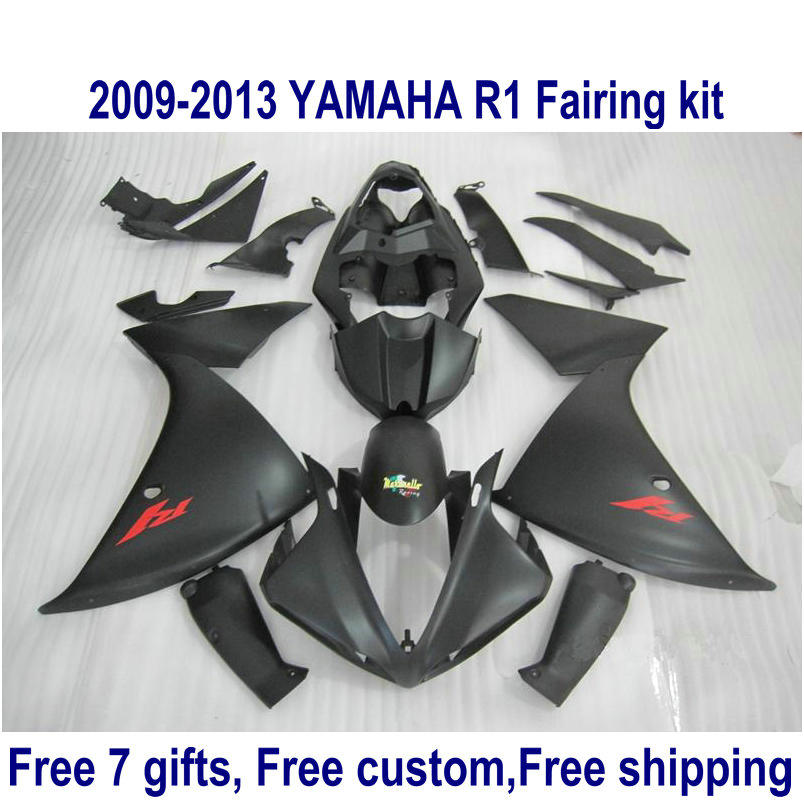 

ABS motorcycle fairing kit for YAMAHA YZF-R1 2009-2011 2012 2013 all matte black YZF R1 fairings set 09-11 12 13 HA47, Same as the picture shows