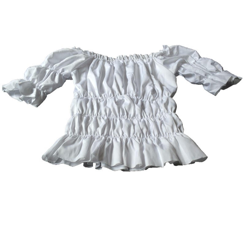 

Plus Size Fahion Women's Half Sleeves Renaissance Halloween Christmas Peasant Wench Costume Top Blouse Shirt Scoop Neck Solid Blank Blouse, White